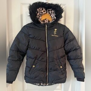Juicy Couture Black Puffer Jacket with Gold Details